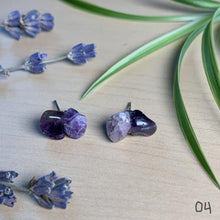 Load image into Gallery viewer, amethyst cluster studs
