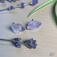 Load image into Gallery viewer, amethyst spear studs (restocking soon!!)
