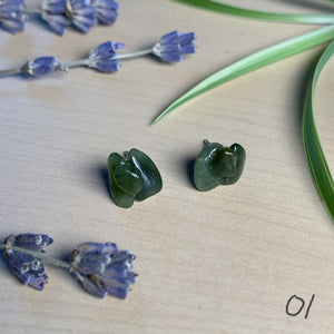 jade nephrite cluster studs