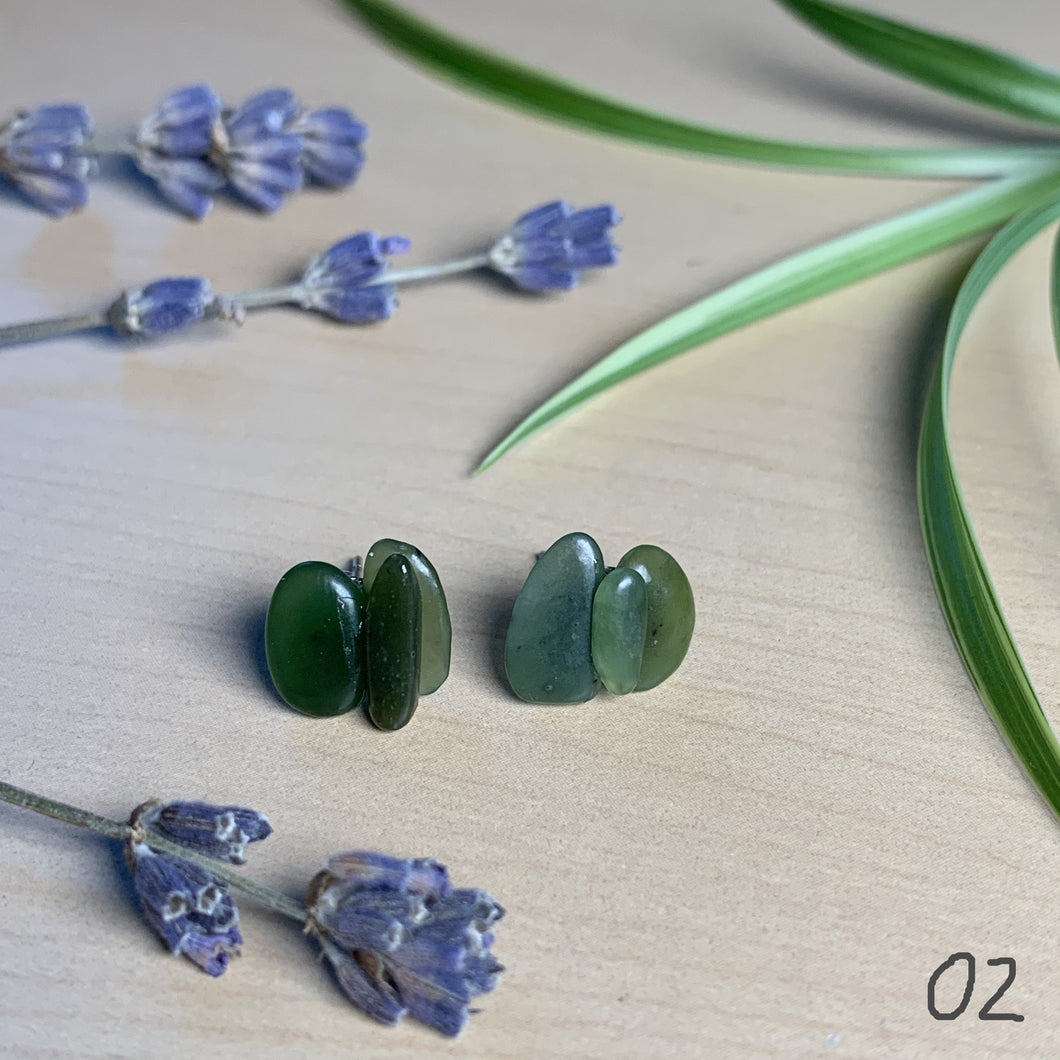 jade nephrite cluster studs