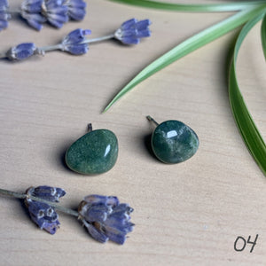 green moss agate studs