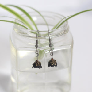 black tulip drop earrings