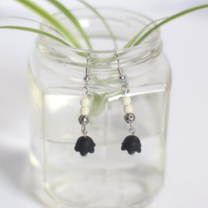 black tulip drop earrings