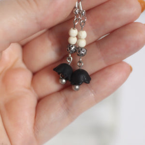 black tulip drop earrings