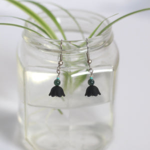 black tulip drop earrings