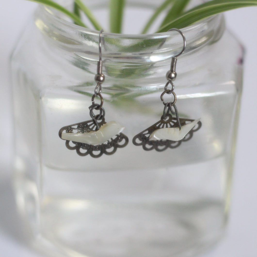 little bird and fan vintage earrings