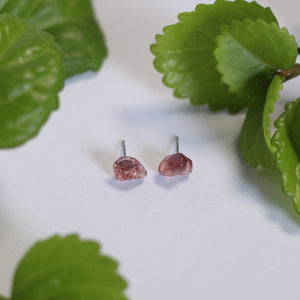 strawberry quartz studs