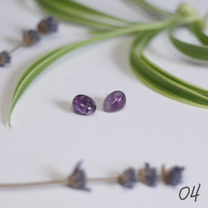 polished amethyst studs