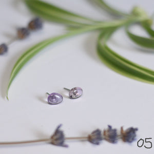 polished amethyst studs