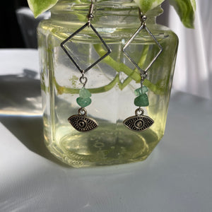 "eye know" drop earrings